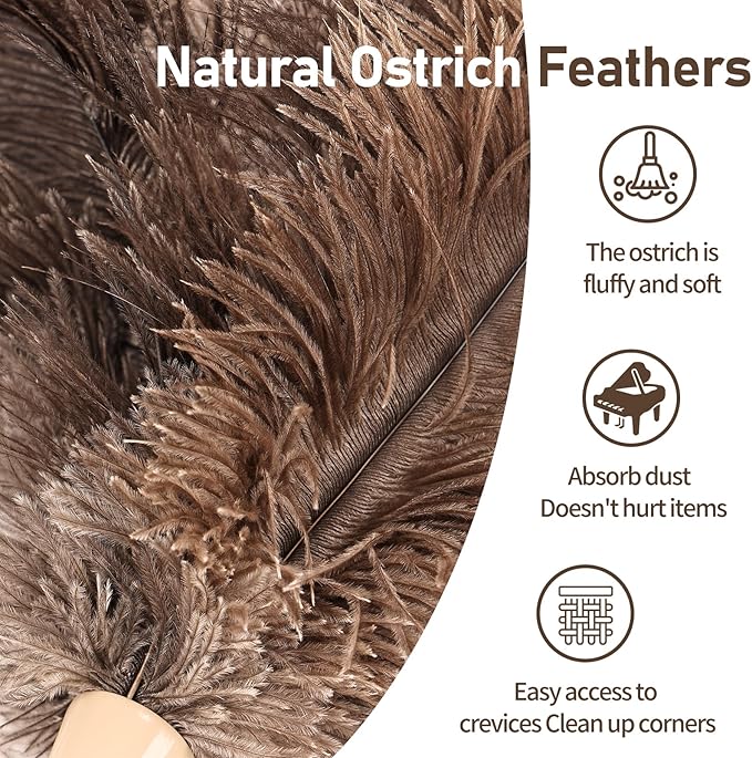 Ostrich Feather Duster 27-94Inch Retractable Fluffy Natural Detachable Ostrich Feather Duster Used for Household Cleaning and High-Altitude Cleaning (2PCS)