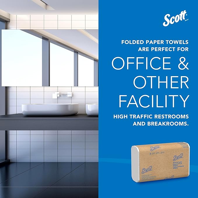Scott Professional Universal Multifold Narrow Width Paper Towels, Bulk (37490), Absorbency Pockets, White 8.0"x9.4" Towel, Compressed, Compact (250 Sheets/Pack, 16 Packs/Case, 4,000 Sheet Total)