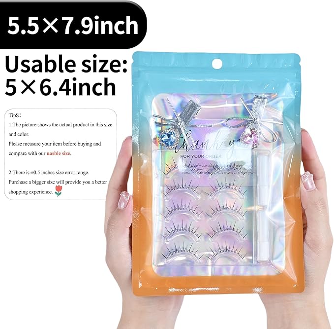 100 Pack Resealable Plastic Bags for Food Storage, Zipper Bags with Clear Front Window, Packaging Pouch for Small Business (Green & Orange, 5.5x7.9 inch)