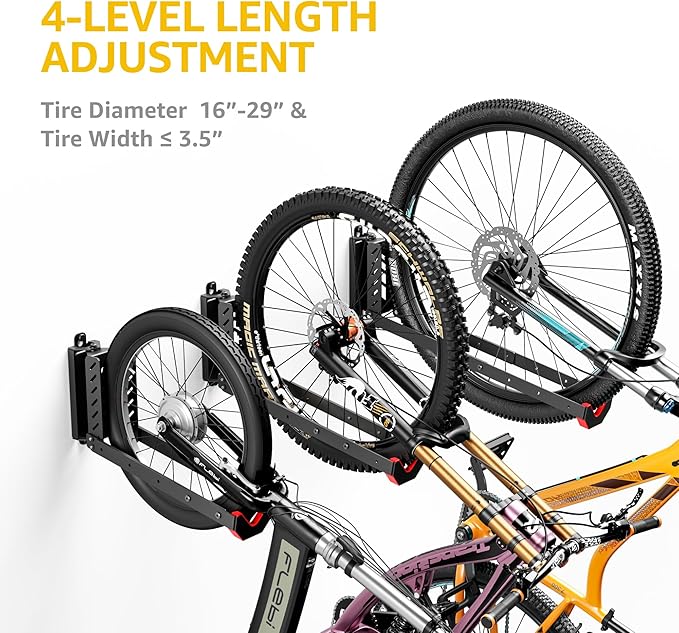 monTEK Swivel Bike Wall Mount, No Heavy Lifting Required Bike Wall Mount, Bike Hangers for Garage, Space-Saving Bike Rack Garage, Easy to Load and Unload, Bike Hanger Can Hold Up to 77 lbs, 2 Pack