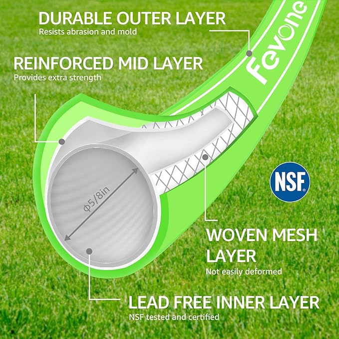 Fevone Garden Hose 75 ft., Lightweight Hybrid Water Hose, Flexible and Durable, Leak-Free Connections