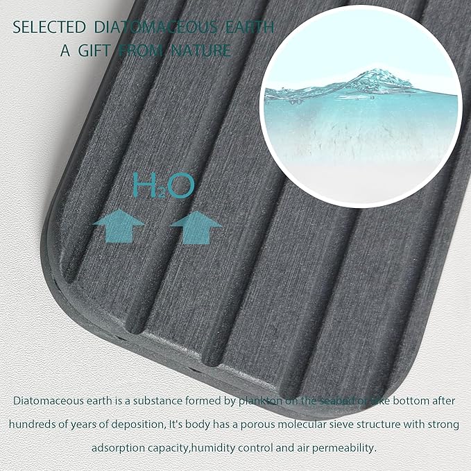 ZumenDa 17inch x 4inch Kitchen Sink Faucet Mat, Water Absorbing Stone Faucet Splash Guard for Bathroom Counter, Quick Drying Diatomite Tray for Kitchen Sink, Dark Gray