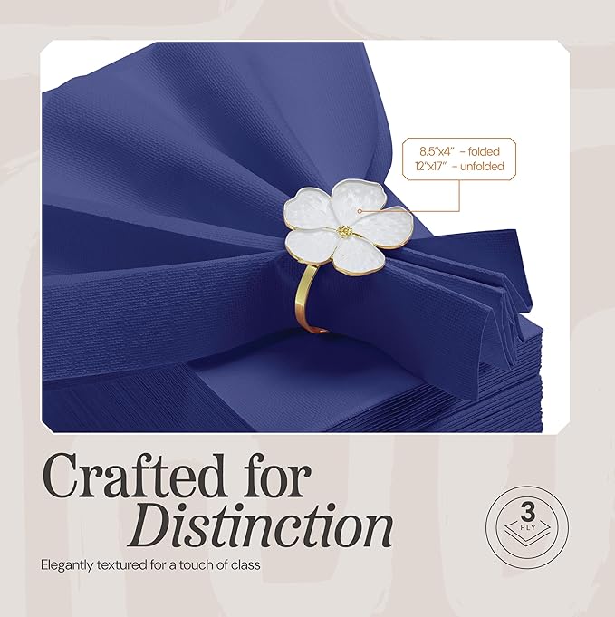 300 Pack Disposable Wood Napkins Paper, 3-Ply, 12" x 17" Gold Paper Napkins, Decorative Hand Guest Towels, For Wedding, Kitchen or Event