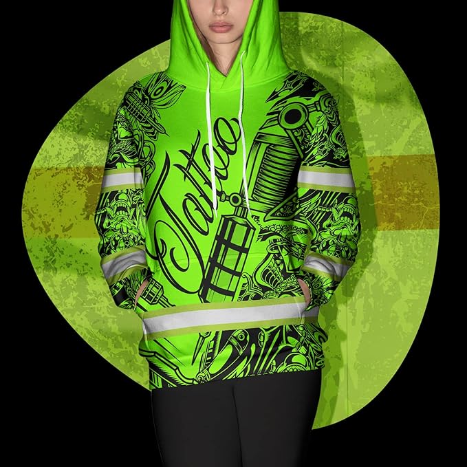 Matedecor High Visibility Hi Vis Hoodie for Men - Jobs Collection Custom Name Class 3 Reflective Safety Workwear
