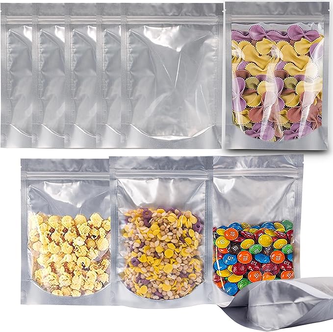 1 Gallon 360 Packs Mylar Bags With Window for Food Storage, 10"x 14" Freeze Dried Candy Bags, Reusable Long Term Storage Bags