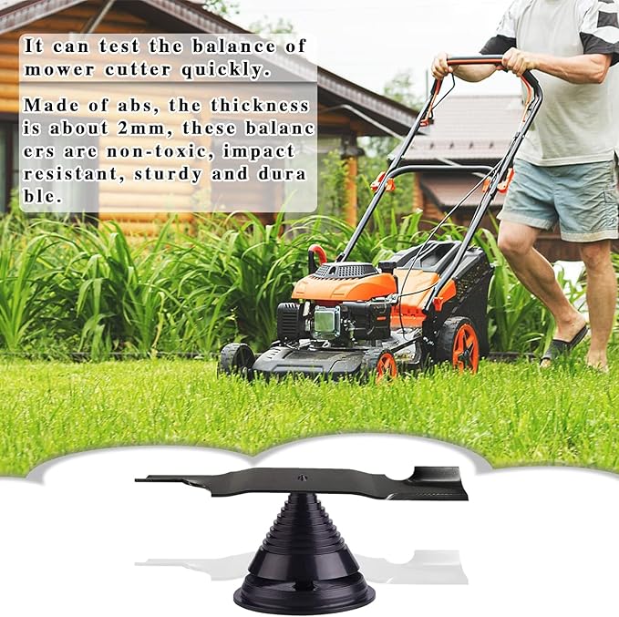 4PCS Lawn Mower Blade Sharpener, Double Layer Corundum Lawnmower Blade Sharpener with Blade Balancer, Universal Wear Resistant Mower Blade Sharpener for Any Power Drill Hand Drill