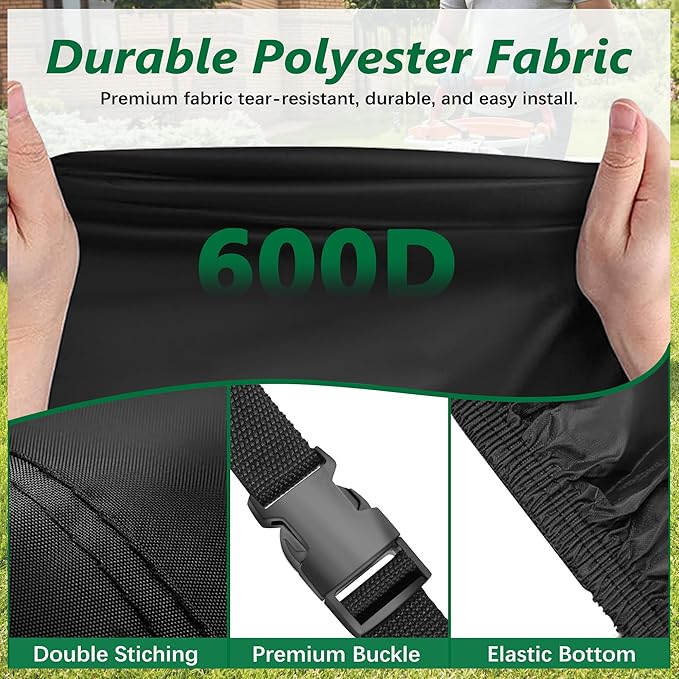 Himal Outdoors Zero Turn Mower Cover, Heavy Duty 600D Polyester Oxford, UV Protection Universal Fit with Drawstring & Cover Storage Bag, Mower Protector for Decks Up to 60"