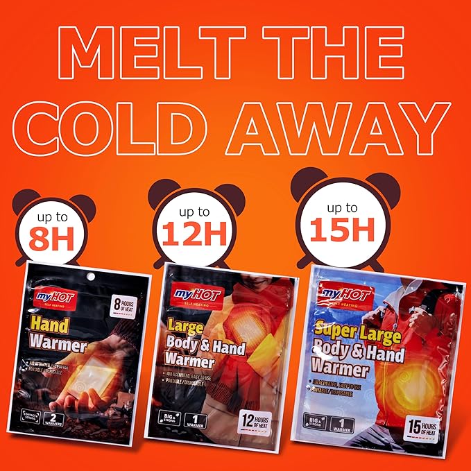 Body & Hand Warmer, Long Lasting Heat, Non-Adhesive, Air-Activated Warmers for Outdoor Sports, Camping, Winter Commutes - Made in Korea