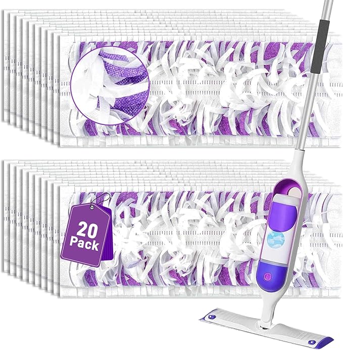 20 Pack Power Mop Pads Refills Compatible with Swiffer Power Mop Refills,Disposable Microfiber Replacement Pads for Swiffer Wet Pads Refill,Non-Washable & Unscented