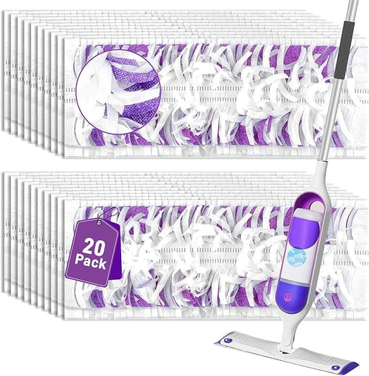 20 Pack Power Mop Pads Refills Compatible with Swiffer Power Mop Refills,Disposable Microfiber Replacement Pads for Swiffer Wet Pads Refill,Non-Washable & Unscented