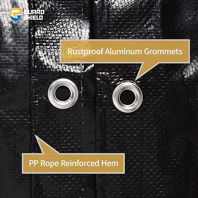GUARD SHIELD Black Tarp Waterproof 24x24 Feet Medium Duty All Purpose Poly Tarps Cover 7mil