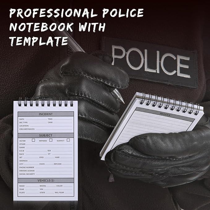Teling 12 Pcs Public Safety Police Field Interview Notebook Report Notepad for Law Enforcement Officer Gifts Ticket Book Notebook Cop Interview Equipment Accessories, 70 Sheets/ 140 Pages(3x5 Inch)