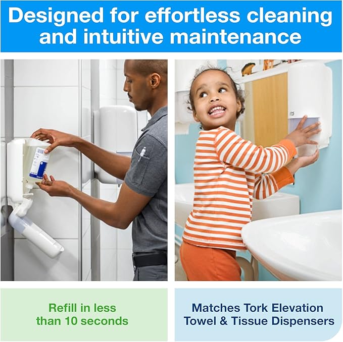 Tork Liquid Skincare Dispenser, White S1 System Compatible, for Soap, Sanitizer 6 x 1 Pack (570020A)