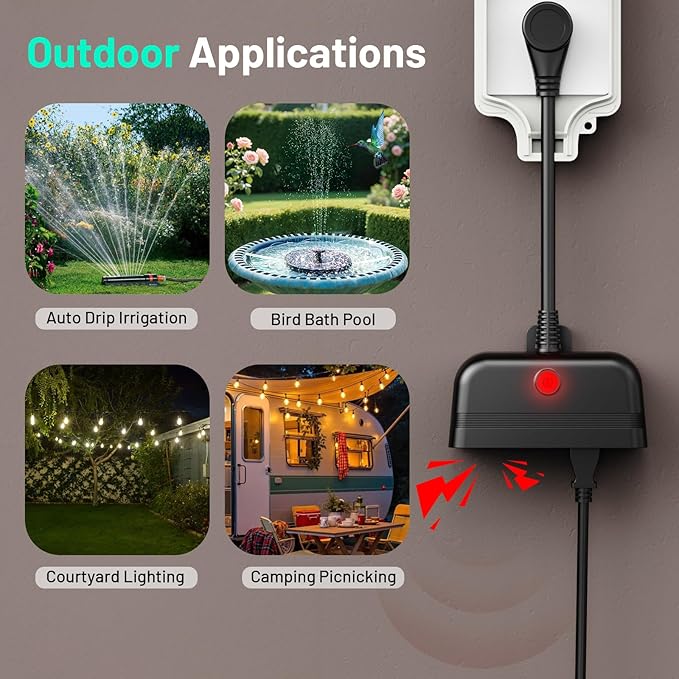 WiFi Power Failure Alarm Outdoor, Power Outlet Alarm with SmartLife App Alert for Indoor & Outdoor, 110dB Power Outage Detector for Freezer, Sump Pump, Auto Drip Irrigation, Greenhouse, Pond Pump
