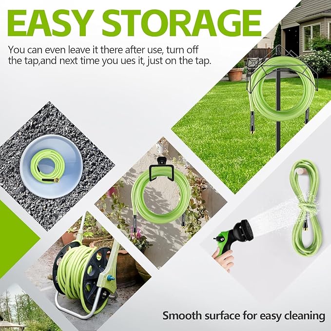 SPECILITE Flexible Garden Water Hose 75 Ft, Heavy Duty, Lightweight and Leak-Proof Pipe× 1/2 In, 3/4" Brass Swivel Fittings,Burst 600 PSI, Non-Expandable, Kink-Proof, For Car, Yard, Outdoor, Lawn