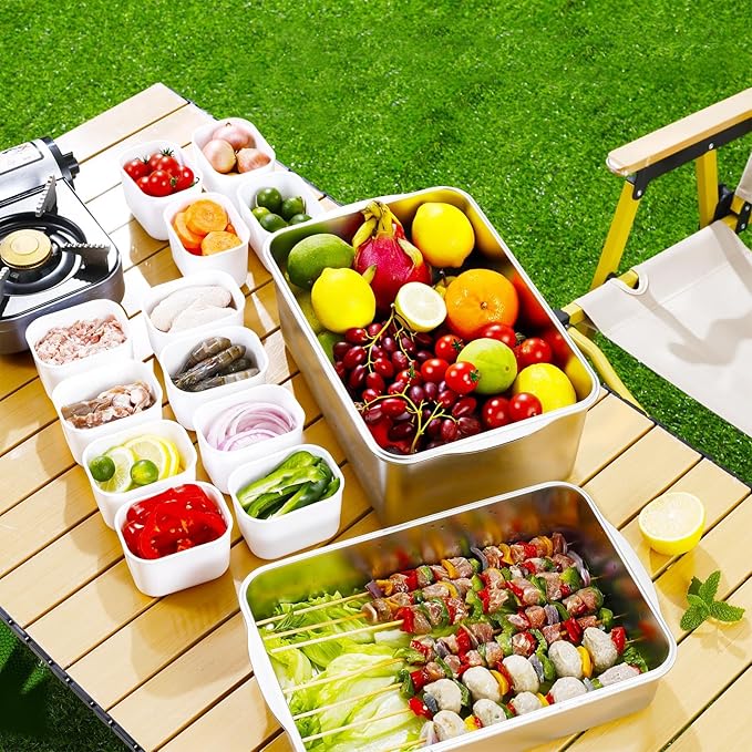 Snackle Box Container,Dishwasher Safe Snack Tray with Lid,Stainless Steel Divided Serving Tray with Lid,8 Compartments with Transparent Lids,Perfect for Travel Party
