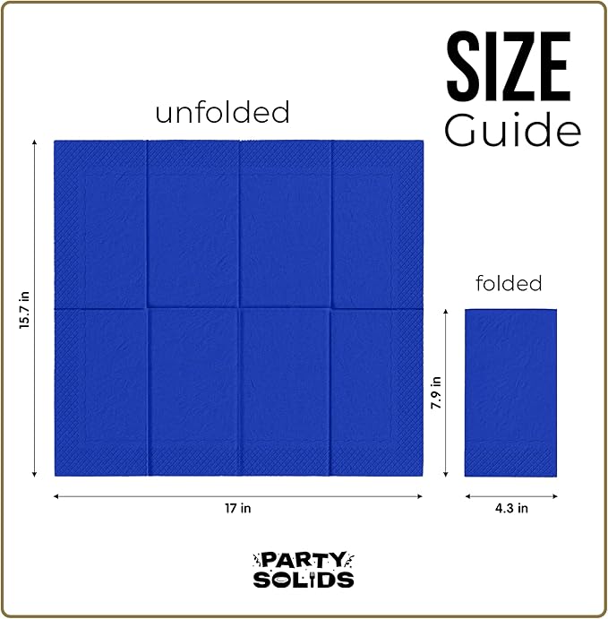 Dark Blue Dinner Napkins Disposable 8" x 4" Folded - 40 Pcs 2 Ply Dark Blue Napkins Disposable Paper Guest Towels for Bathrooms, Dinners, Everyday Parties & Party Supplies