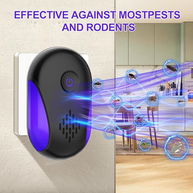 Upgraded Ultrasonic Repeller 6 Pack,Indoor Ultrasonic Repellent, Electronic Plug in Pest Control for Bugs,Mosquito,Roach, Ant, Rodent, Mouse, Spider Repellent for House, Warehouse, Garage