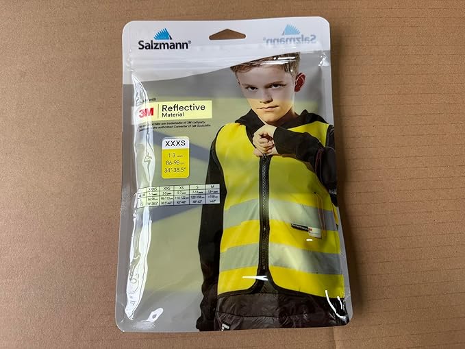 Salzmann Children's High Visibility Vest - Reflective Safety Vest with Zipper - Made with 3M Reflective Material