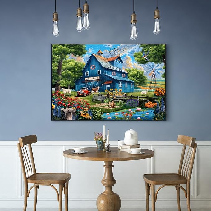 Farm Puzzles for Adults 1000 Pieces, Country Life Nature Landscape Puzzle Features Flower Bird Cow, Barn Puzzles Scenic, Challenging Jigsaw Puzzles