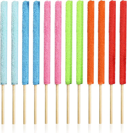 12 Pcs Microfiber Fan Cleaning Brush, Detail Duster Sticks Multicolors Ac Vent Cleaner Mini Duster Crevice Cleaning Tool Mini Detail Dusters for Cleanings Home Car Window The Smallest Spaces