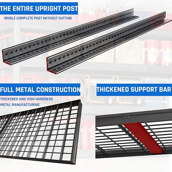67" W Garage Shelving Heavy Duty, 4 Tier Garage Shelves, 68" H Adjustable Storage Shelving Unit, Commercial Metal Shelves for Warehouse, Basement, Shop, 67" W x 20" D x 68" H
