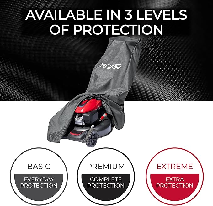 Tough Cover Universal Lawn Mower Cover - Heavy Duty 600D Marine-Grade Fabric (Black) - Waterproof Lawnmower Covers for Outdoor Protection
