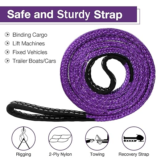 Lift Sling Straps,1" x 6' 2-Ply Heavy Duty Flat Eye Lift Sling,Twist Eye Polyester Lifting Sling Straps Nylon Tree Saver Recovery Strap Web Slings Rigging Moving Tow Hoisting Gear Strap