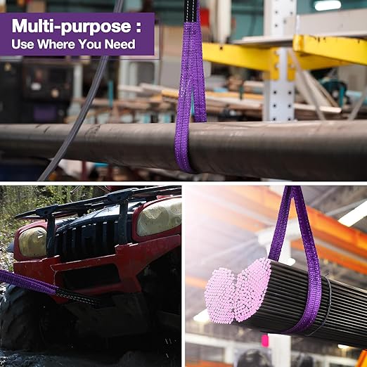 Lift Sling Straps,1" x 10' 2-Ply Heavy Duty Flat Eye Lift Slings,Polyester Lifting Sling Strap Nylon Tree Saver Recovery Strap Web Sling Rigging Moving Tow Hoist Gear Straps 3200 lb 2600 lb 6400 lb