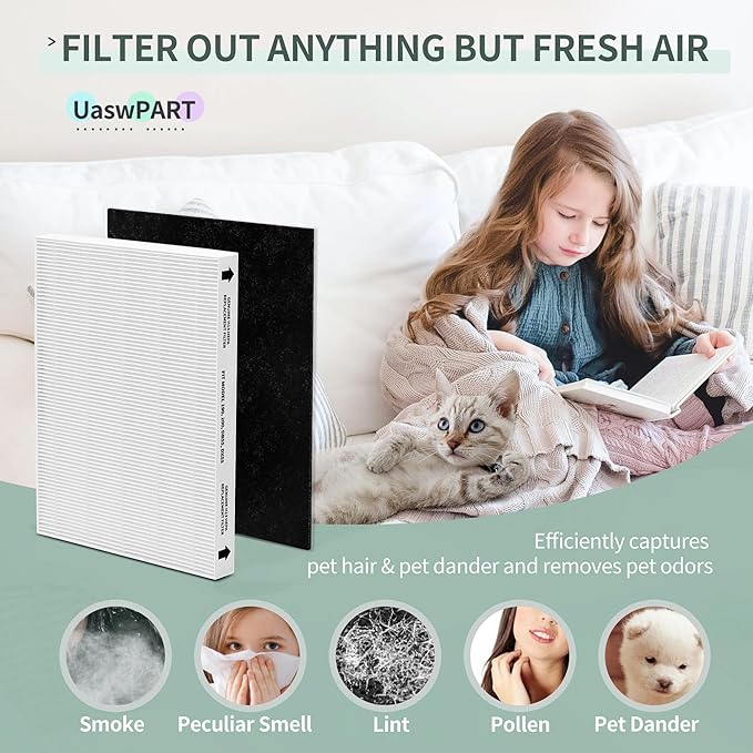 Aera-Max 200 HEPA Filter Replacement 9287101 Compatible with Fellowes AeraMax 190/200/DX55 Air Clean Purifiers HEPA Filter, 3X H13 HEPA & 6X Extra Carbon Pre-Filters (9324101)