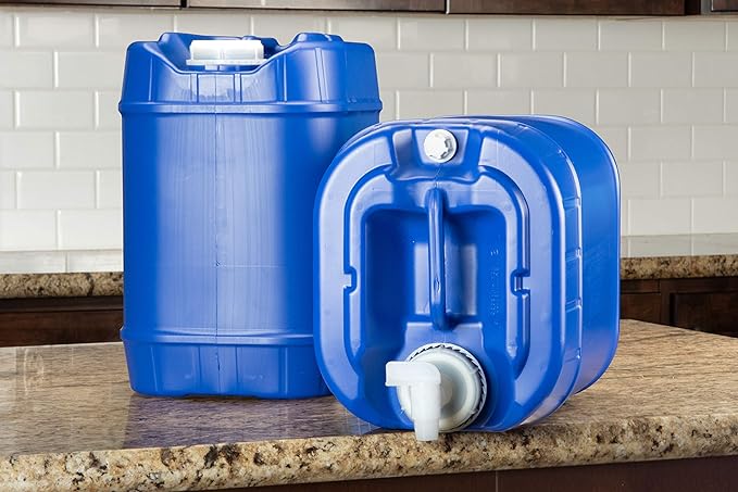 Legacy Premium Emergency Water Storage Containers 10 Gallon, Long Term 5 Gallon Water Tank - 2 Stackable Food Grade Tanks Included, for Camping, Prepping, Survival - 10 Gallon Total Capacity