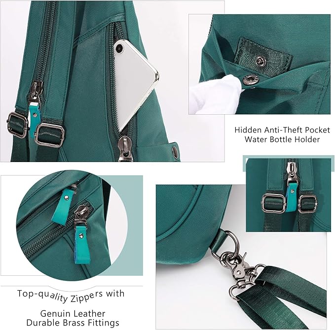 KL928 Nylon Sling Bag - Small Crossbody Backpack Shoulder Casual Daypack Multipurpose Rucksack for Men Women