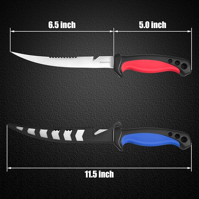 2 pcs Fishing Fillet Knife Set Stainless Steel 6.5 Inch Pro Fish Knife for Filleting, Fishing Gear, Fishing Tool Set, Fishing Sccessories Gifts for Men