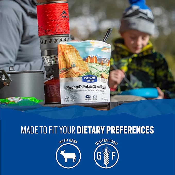 Backpacker's Pantry Shepherd's Potato Stew with Beef - Freeze Dried Backpacking & Camping Food - Emergency Food - 27 Grams of Protein, Gluten-Free - 1 Count (Pack of 2)