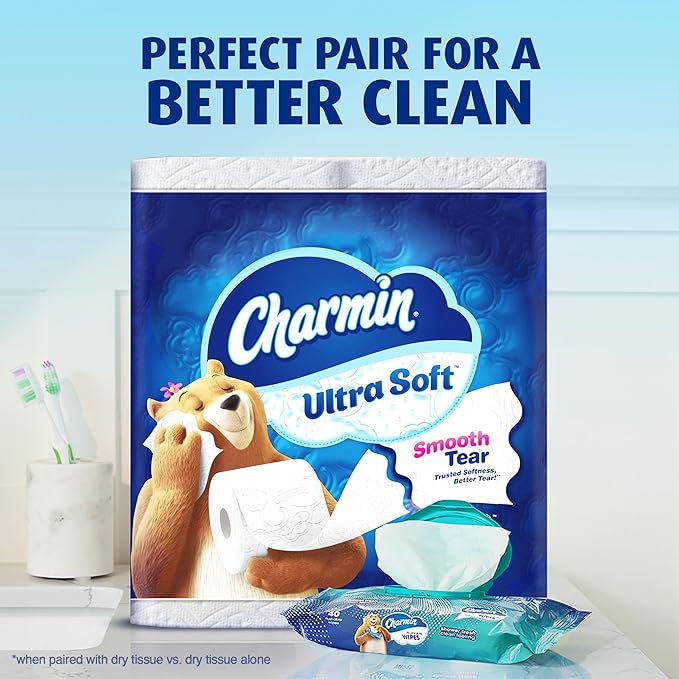 Charmin Ultra Soft Toilet Paper 12 Mega XL Rolls, 336 Sheets Per Roll (Packaging May Vary)