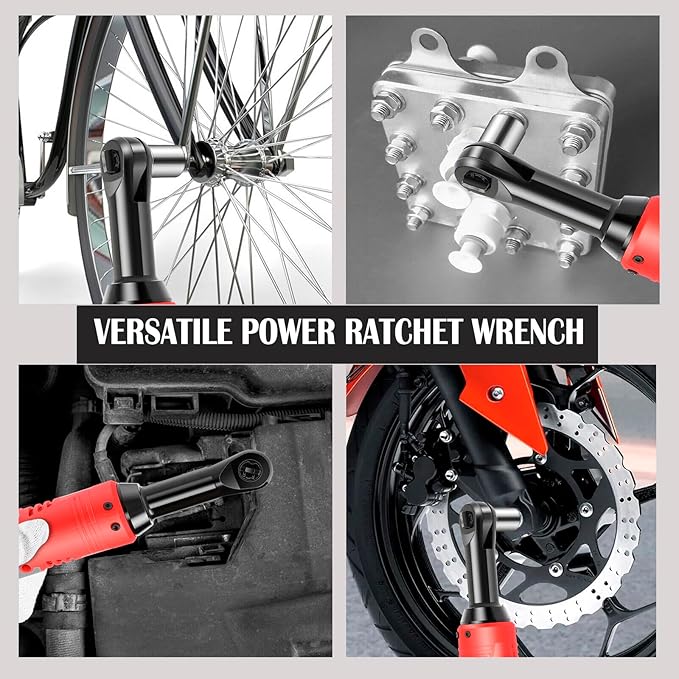 3/8" Cordless Electric Ratchet Wrench Set, 12V Power Ratchet Tool Kit With 2 Packs 1500mAh Battery And Charger, 45 FT-LBS Battery Powered Wrench with Infinitely Variable Speeds