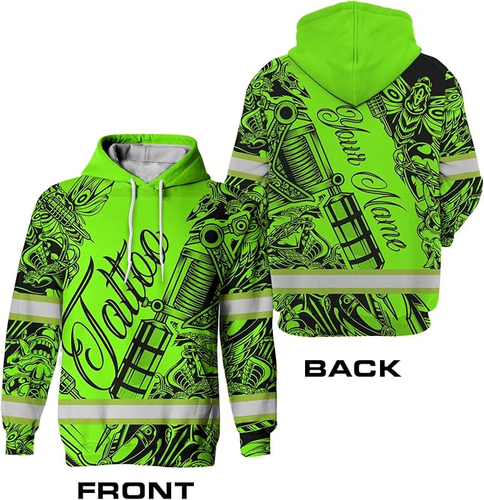 Matedecor High Visibility Hi Vis Hoodie for Men - Jobs Collection Custom Name Class 3 Reflective Safety Workwear