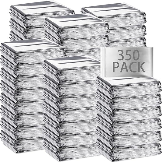 Macarrie Emergency Blanket Bulk - Survival Thermal Silver Foil Reflective Blankets Set Pack for Outdoors Shelter Space, Camping, Hiking, First Aid Supplies, Homeless Donations
