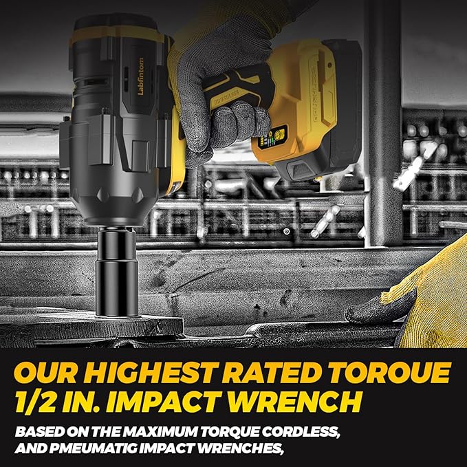Cordless Impact Wrench for De-Walt 20V Battery, 1/2" High Torque Impact Gun, 900Ft-lbs(1200N.m) Brushless Power Impact Driver with 4-Mode Speed, LED Work Light (Battery NOT included)