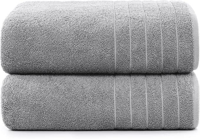 Casa Platino Bath Sheets 2 Pack (36"x 72"), 100% Ring Spun Cotton Bathroom Towels, Soft, Absorbent, Quick Drying - Ultimate Grey