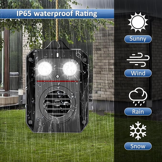Ultrasonic Rat Repeller, Car Engine Rodent Repeller with Flashlight and Motion Sensor, Waterproof and Battery Operated Rat Deterrent Outdoor for Houses/Gardens/Attics, Against Mice/Rats/Martens