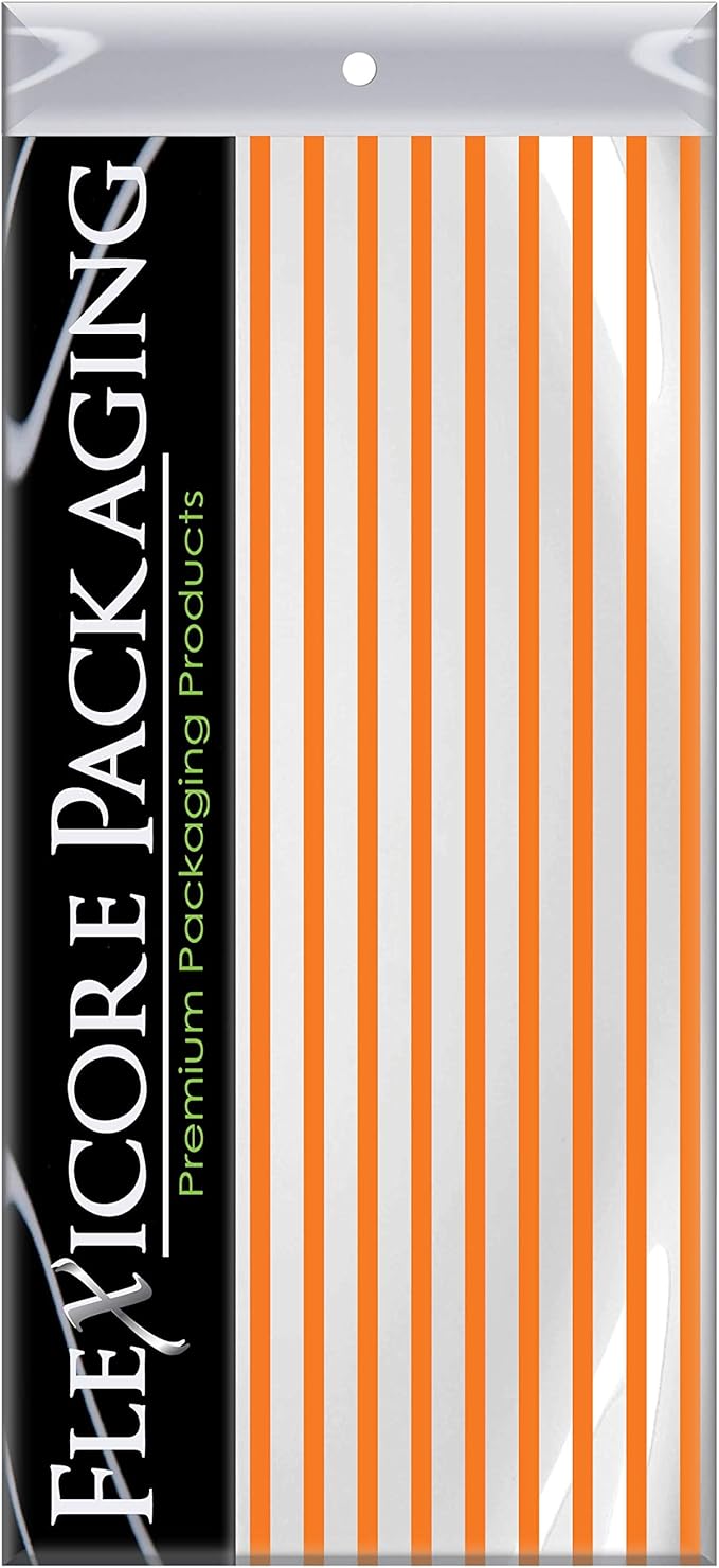Flexicore Packaging Orange Pin Stripe Print Gift Wrap Tissue Paper Size: 15 Inch X 20 Inch | Count: 10 Sheets | Color: Orange Pin Stripe