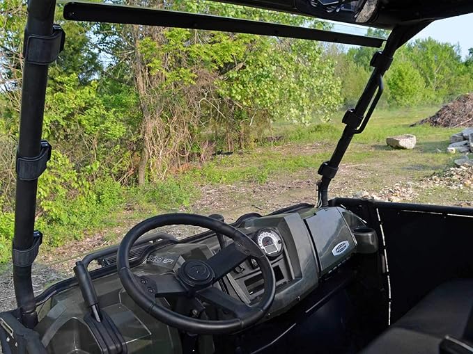 SuperATV Clear Non-Scratch Resistant Full Windshield for 2011-2014 Polaris Ranger 900 Diesel | 2013-2014 900 Ranger Diesel Crew | Made with 1/4" Polycarbonate | Includes Pre-installed Bulb Seal