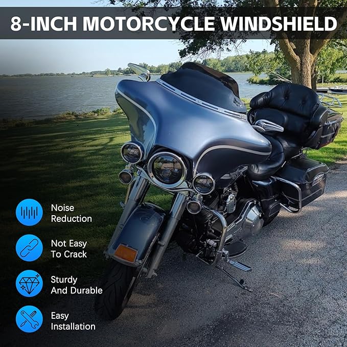 DREAMIZER Wave Windshield Windscreen,Specific Fit Motorcycle Windshield, PC Wind Deflector Compatible with Harley Touring Electra Street Tri Glide 1996 - 2013 (Black 6inch)