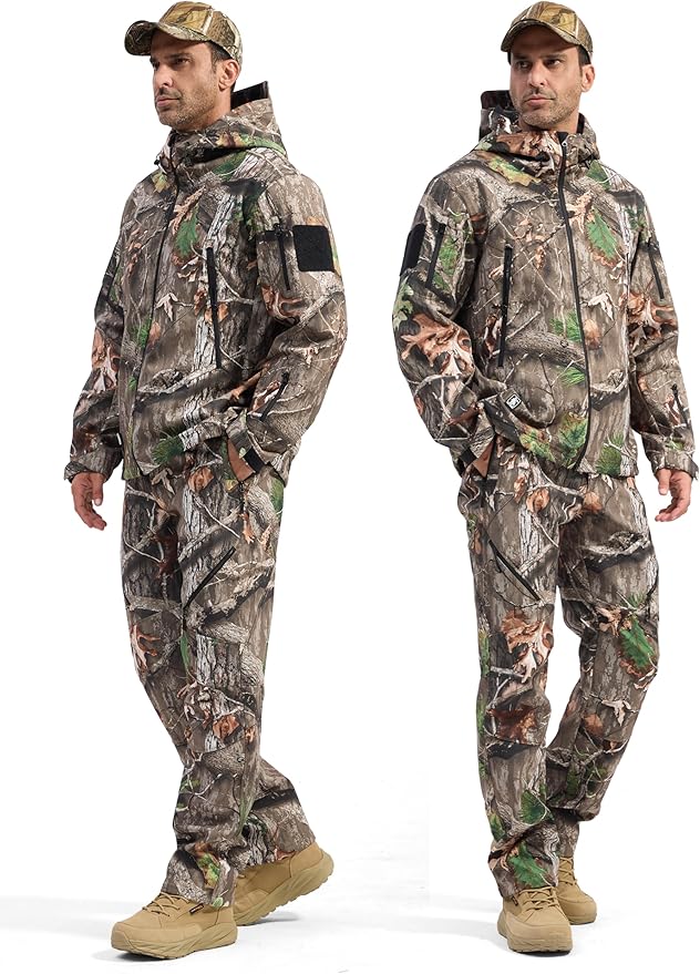 FREE SOLDIER Men's Outdoor Waterproof Soft Shell Hooded Military Tactical Jacket
