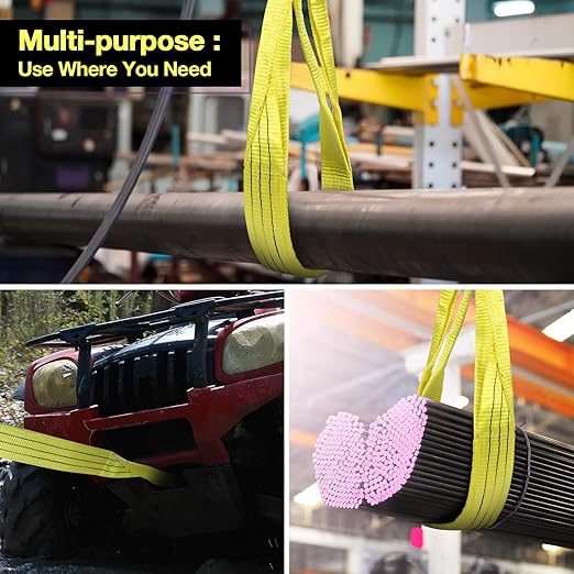 Heavy Duty Lift Sling - 3" x 10' 2-Ply Polyester Flat Eye Lift Sling Straps, Tree Saver Recovery Strap Web Sling Rigging Securing Moving Tow Hoisting Gear Kit - 17600lb