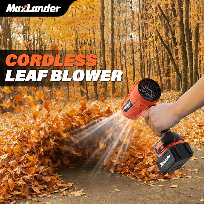 Electric Leaf Blower Cordless, 21V Handheld Leaf Blower with 3.0Ah Battey, 180000 RPM Battery Blowers with Adjustable Speed for Lawn Care, Patio Cleaning, Blowing Leaves and Dust