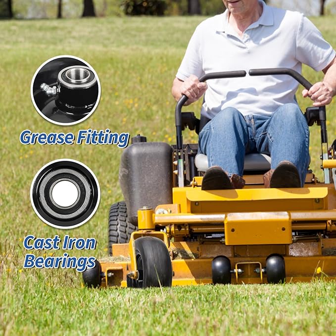 11x4.00-5” Flat Free Lawn Mower Tire and Wheel with Bearing Bore 3/4" or 5/8", 3.4"-4"-4.5"-5" Centered Hub, Smooth Tread Tire for Zero Turn Mowers, 2 Pack