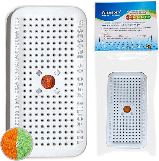 Silica Gel Canister, 40 Gram 1 Pack Silica Gel Desiccant Canister (Orange to Green), Reusable Desiccant Dehumidifier