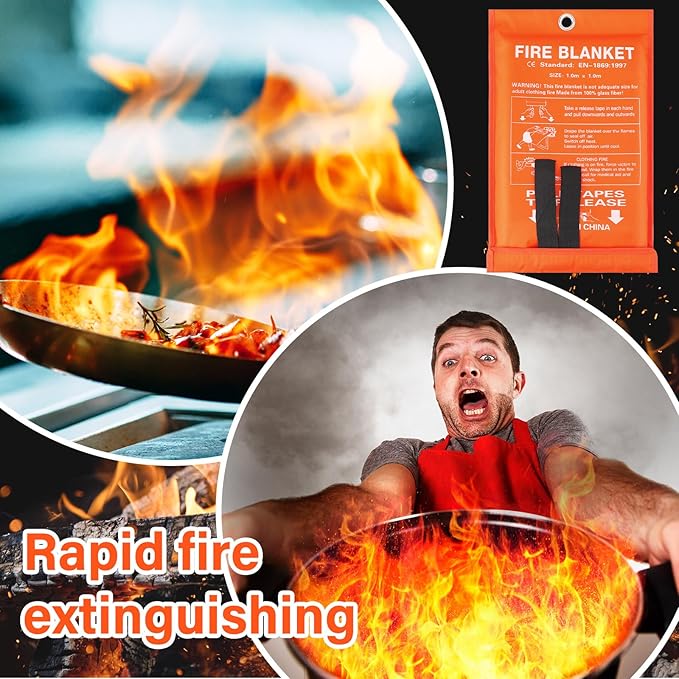 Macarrie 20 Pack 39” x 39” Fire Blanket Emergency for Home and Kitchen Safety Suppression Blanket Fiberglass Fireproof Survival for Fireplace Car Office Camping (Orange)